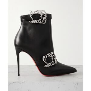 Christian Louboutin Giddylina 100mm Black Leather Buckle Ankle Boots Size 39